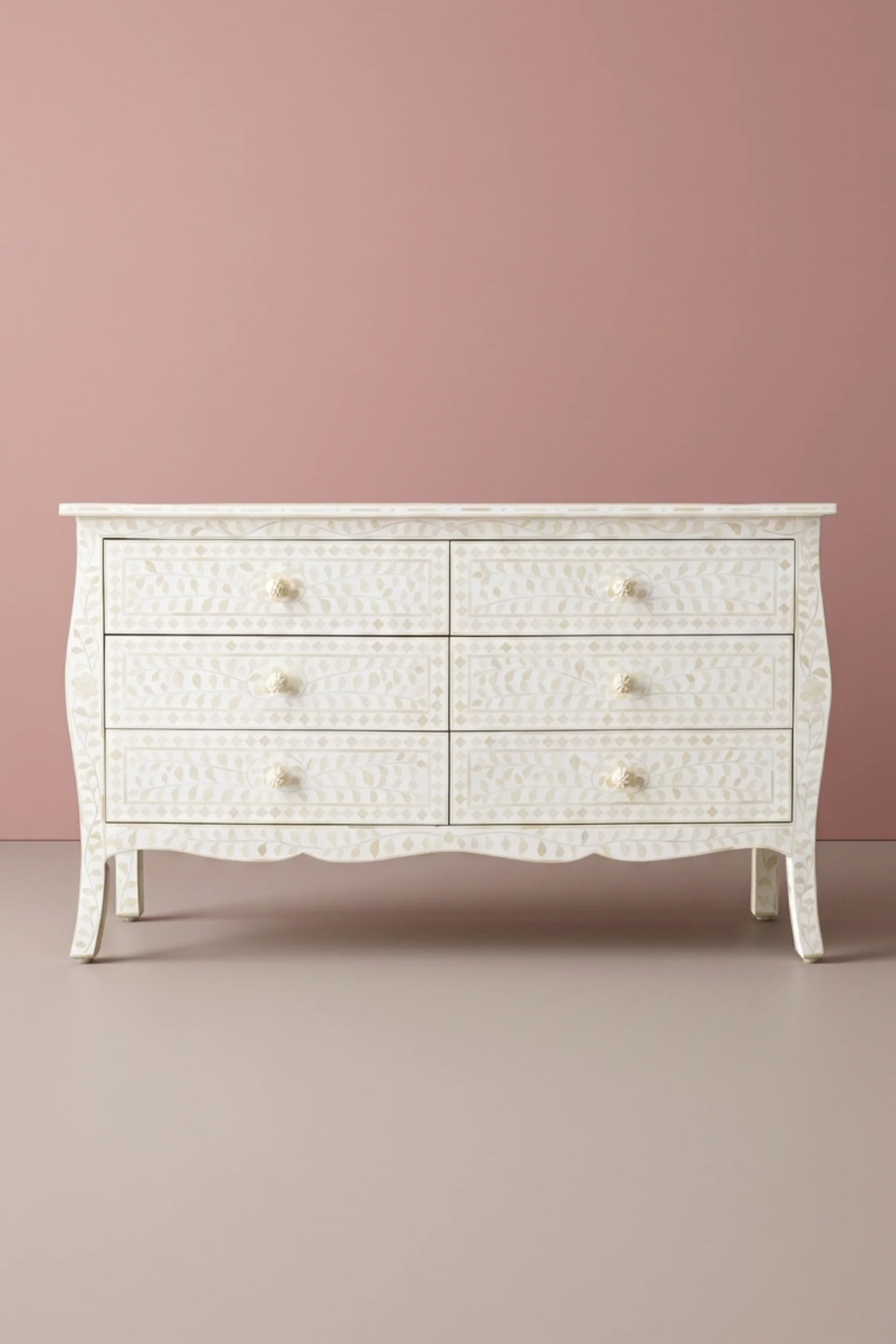 Bone Inlay Curved 6 Drawer Floral Dresser White with Topper, buy bone inlay curved drawer, luxury bone inlay curved drawer, handcrafted bone inlay curved drawer, handmade bone inlay curved drawerbone-inlay-curved-6-drawer-floral-dresser-white-with-topper-bedroom-storage-bone-inlay-furniture-dresser-floral-design-floral-pattern-flower-motif-han-01.webp