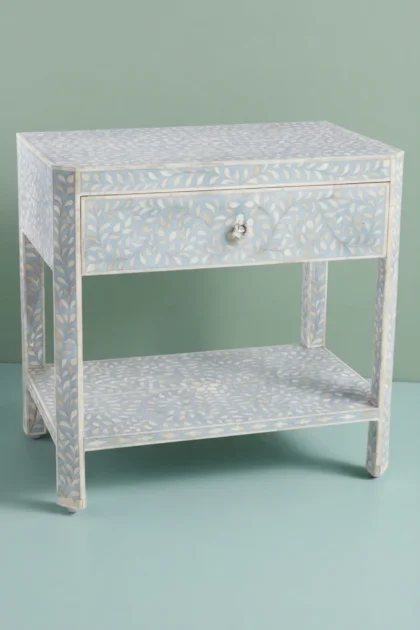 Bone Inlay Edge Floral Bedside Turquoise, buy bone inlay edge floral, luxury bone inlay edge floral, handcrafted bone inlay edge floral, handmade bone inlay edge floral, bone inlay edge floral onlinebone-inlay-edge-floral-bedside-turquoise-bedside-table-bone-inlay-furniture-floral-design-floral-pattern-flower-motif-handmade-bone-inlay-nightstand-01.webp