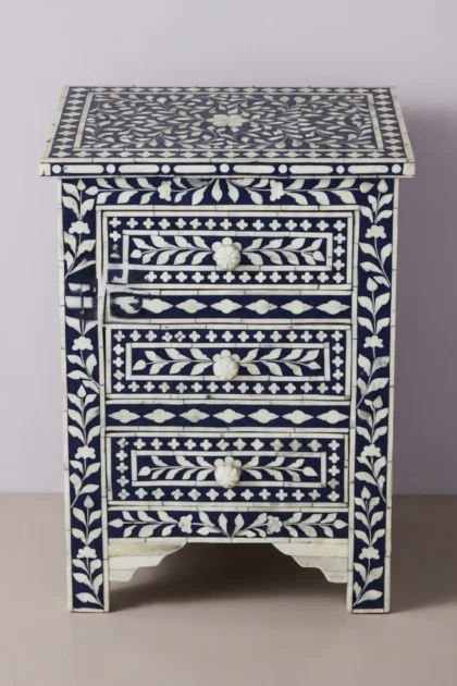 Bone Inlay Floral 3 Drawers Bedside Blue Bone Inlay Nightstands, buy bone inlay floral drawers, luxury bone inlay floral drawers, handcrafted bone inlay floral drawers, bone inlay floral drawers indiabone-inlay-floral-3-drawers-bedside-blue-bone-inlay-nightstands-bedside-table-blue-furniture-bone-inlay-furniture-floral-design-floral-pattern-01.webp