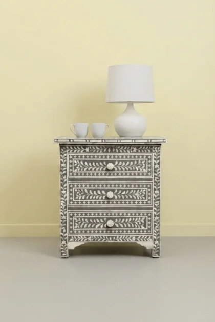 Bone Inlay Floral 3 Drawers Bedside Brown Large, buy bone inlay floral drawers, luxury bone inlay floral drawers, handcrafted bone inlay floral drawers, handmade bone inlay floral drawers, bone inlaybone-inlay-floral-3-drawers-bedside-brown-large-bedside-table-bone-inlay-furniture-brown-furniture-floral-design-floral-pattern-flower-motif-handmade-bone-inla-01.webp