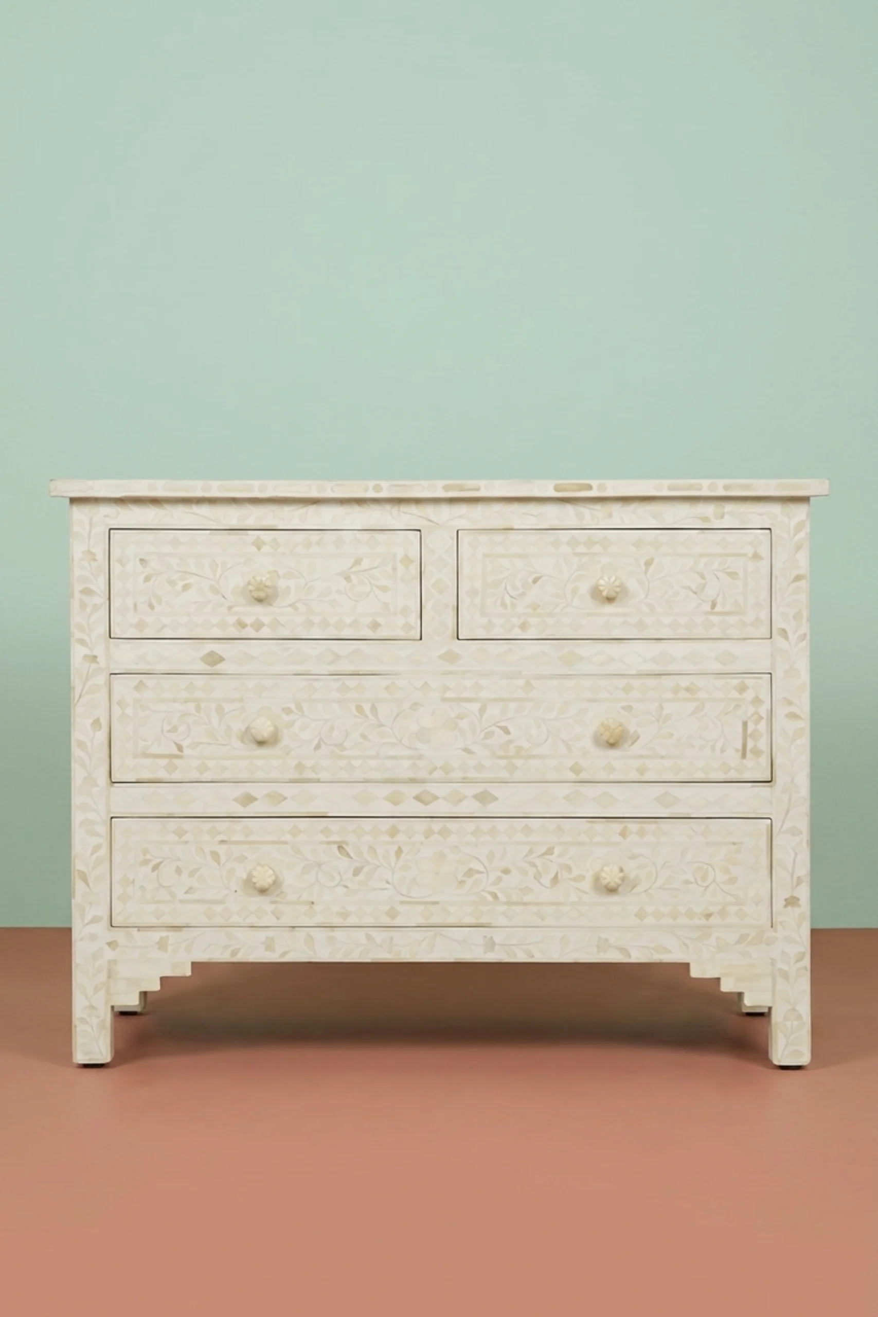 Bone Inlay Floral Chest Of 4 Drawer White, buy bone inlay floral chest, luxury bone inlay floral chest, handcrafted bone inlay floral chest, handmade bone inlay floral chest, bone inlay floral giftbone-inlay-floral-chest-of-4-drawer-white-bone-inlay-furniture-chest-of-drawers-drawers-cabinet-floral-design-floral-pattern-flower-motif-handmade-bone-inlay-storage-fu-01.webp