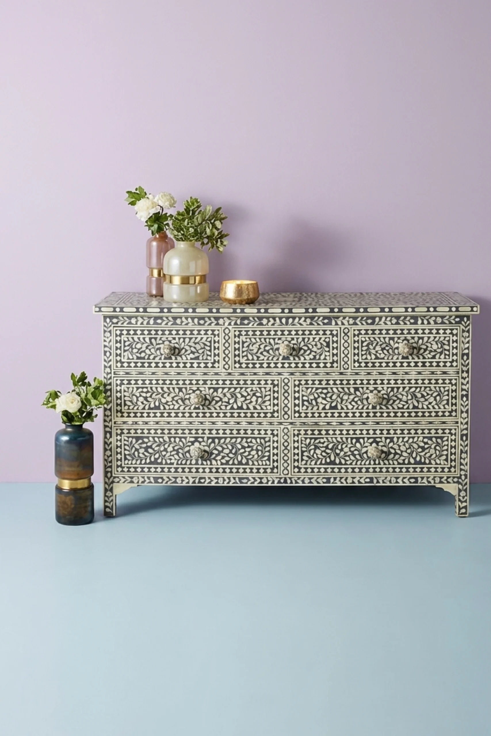 Bone Inlay Floral Chest Of 7 Drawers Grey, buy bone inlay floral chest, luxury bone inlay floral chest, handcrafted bone inlay floral chest, handmade bone inlay floral chest, bone inlay floral giftbone-inlay-floral-chest-of-7-drawers-grey-bone-inlay-furniture-chest-of-drawers-drawers-cabinet-floral-design-floral-pattern-flower-motif-grey-furniture-handmade-bone-i-01.webp