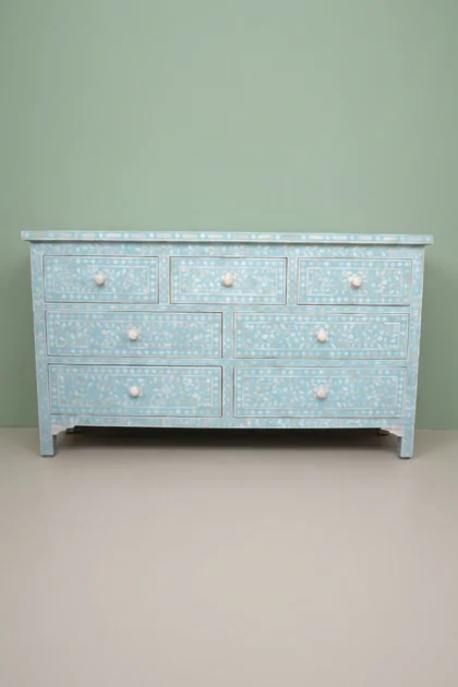 Bone Inlay Floral Chest of 7 Drawers Turquoise, buy bone inlay floral chest, luxury bone inlay floral chest, handcrafted bone inlay floral chest, handmade bone inlay floral chest, bone inlay, bonebone-inlay-floral-chest-of-7-drawers-turquoise-bone-inlay-furniture-chest-of-drawers-drawers-cabinet-floral-design-floral-pattern-flower-motif-handmade-bone-inlay-01.webp