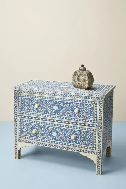 Bone Inlay Floral Chest Of Two Drawer Blue, buy bone inlay floral chest, luxury bone inlay floral chest, handcrafted bone inlay floral chest, handmade bone inlay floral chest, bone inlay floral giftbone-inlay-floral-chest-of-two-drawer-blue-blue-furniture-bone-inlay-furniture-chest-of-drawers-drawers-cabinet-floral-design-floral-pattern-flower-motif-handmade-bone-01.webp