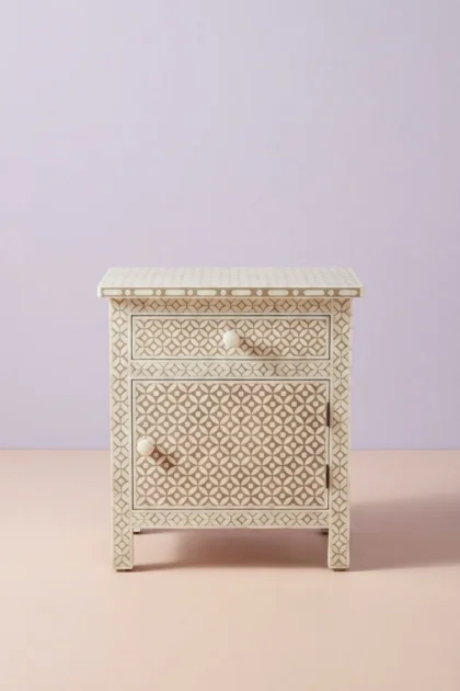 Bone Inlay Geometric Bedside 1 Drawer 1 Door Tan, buy bone inlay geometric bedside, luxury bone inlay geometric bedside, handcrafted bone inlay geometric bedside, handmade bone inlay geometric bedsidebone-inlay-geometric-bedside-1-drawer-1-door-tan-bedside-table-bone-inlay-furniture-geometric-design-geometric-pattern-handmade-bone-inlay-nightstand-01.webp