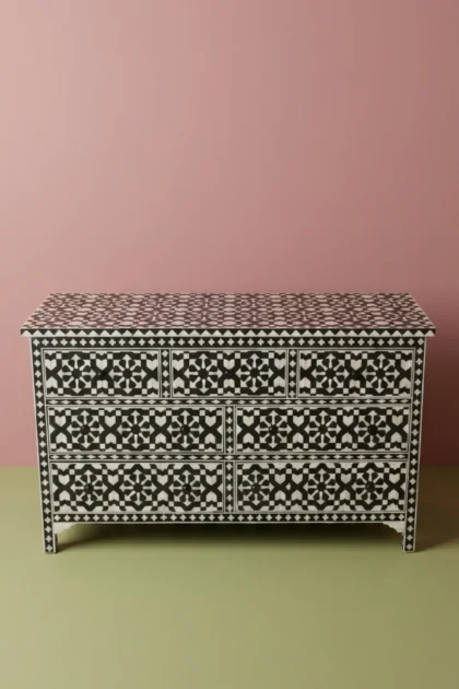 Bone Inlay Moroccan 7 Drawer Chest Black, buy bone inlay moroccan drawer, luxury bone inlay moroccan drawer, handcrafted bone inlay moroccan drawer, handmade bone inlay moroccan drawer, bone inlaybone-inlay-moroccan-7-drawer-chest-black-black-furniture-bone-inlay-furniture-chest-of-drawers-drawers-cabinet-handmade-bone-inlay-moroccan-design-storage-furniture-01.webp