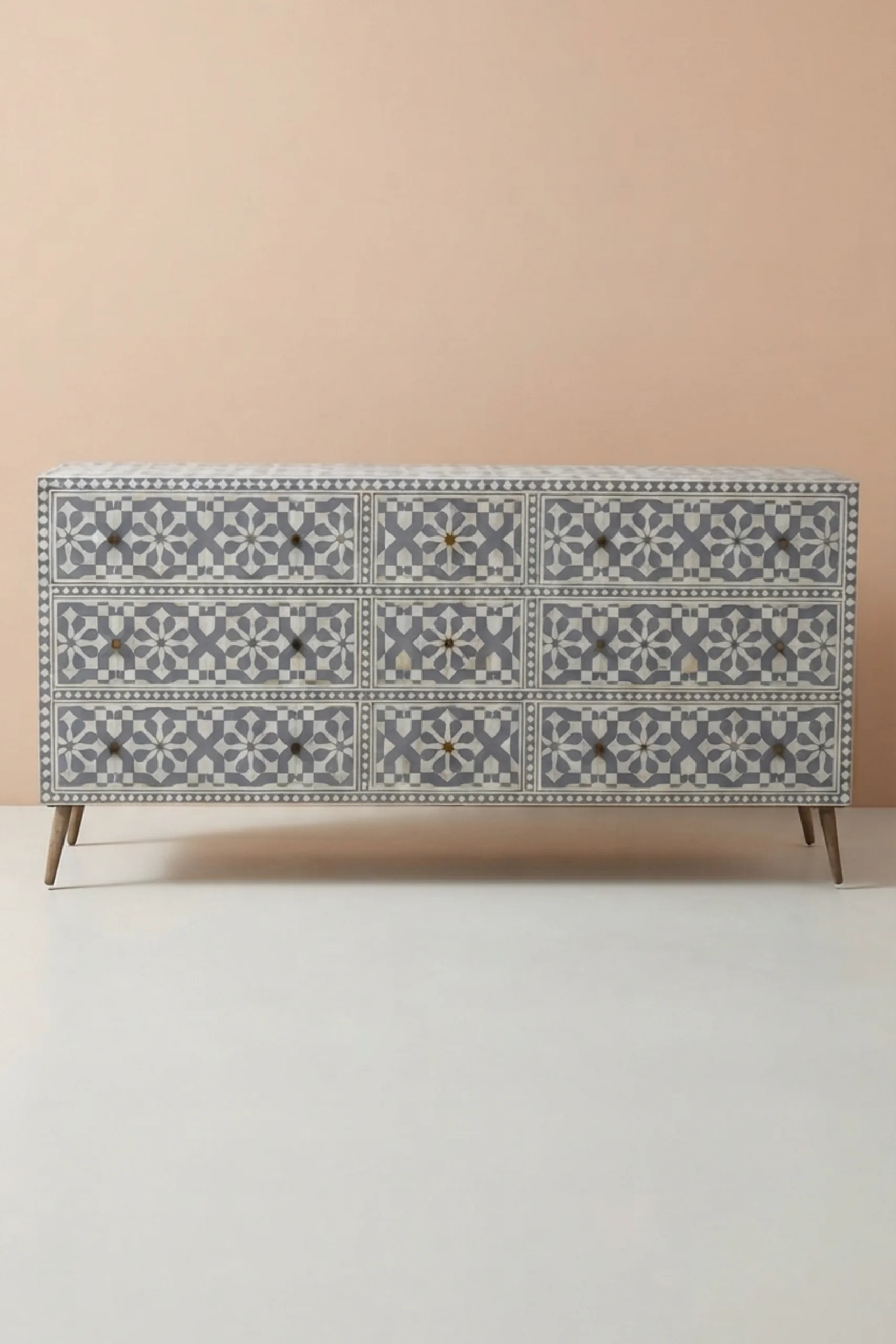 Bone Inlay Moroccan 9 Drawer Chest Grey, buy bone inlay moroccan drawer, luxury bone inlay moroccan drawer, handcrafted bone inlay moroccan drawer, handmade bone inlay moroccan drawer, bone inlaybone-inlay-moroccan-9-drawer-chest-grey-bone-inlay-furniture-chest-of-drawers-drawers-cabinet-grey-furniture-handmade-bone-inlay-moroccan-design-storage-furniture-01.webp
