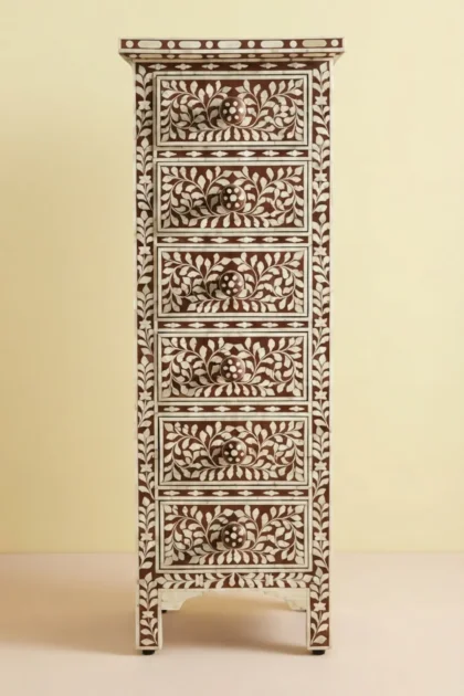Brown Bone Inlay 6 Drawer Floral Lingerie Chest, buy brown bone inlay drawer, luxury brown bone inlay drawer, handcrafted brown bone inlay drawer, handmade brown bone inlay drawer, brown bone, brownbrown-bone-inlay-6-drawer-floral-lingerie-chest-bone-inlay-furniture-brown-furniture-chest-of-drawers-drawers-cabinet-floral-design-floral-pattern-flower-motif-ha-01.webp