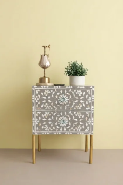 Carl MOP Inlay 2 Drawer Bedside Brownish Grey, buy carl mop inlay drawer, luxury carl mop inlay drawer, handcrafted carl mop inlay drawer, handmade carl mop inlay drawer, carl mop inlay drawer onlinecarl-mop-inlay-2-drawer-bedside-brownish-grey-bedside-table-grey-furniture-mop-inlay-furniture-mother-of-pearl-inlay-nightstand-01.webp