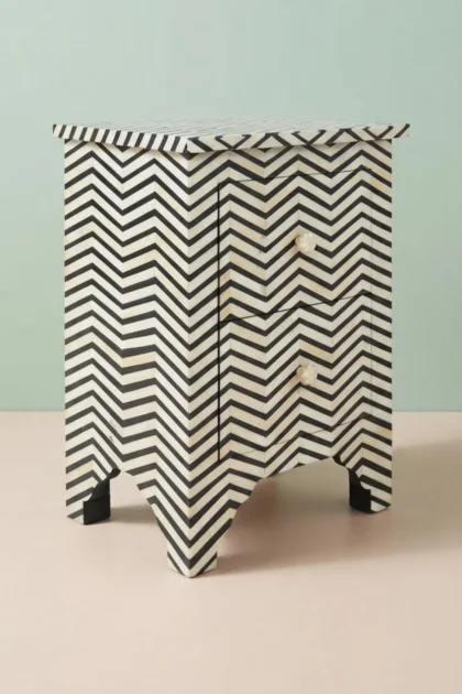 Chevron Bone Inlay Bedside 2 Drawer Black, buy chevron bone inlay bedside, luxury chevron bone inlay bedside, handcrafted chevron bone inlay bedside, handmade chevron bone inlay bedside, chevron bonechevron-bone-inlay-bedside-2-drawer-black-bedside-table-black-furniture-bone-inlay-furniture-chevron-pattern-handmade-bone-inlay-nightstand-01.webp