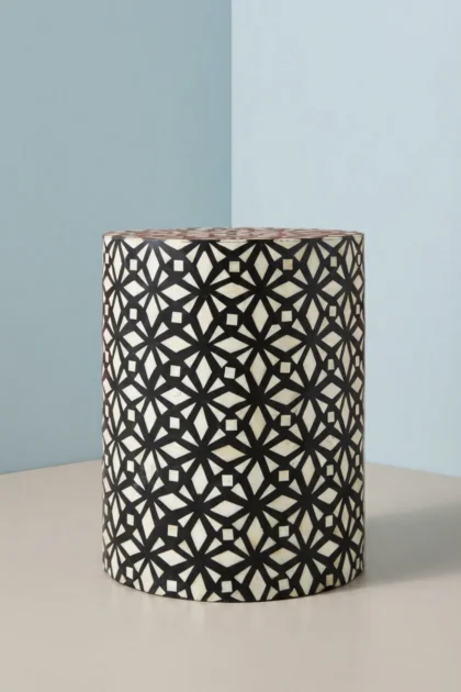 Diamond Bone Inlay Round End Table Black, buy diamond bone inlay round, luxury diamond bone inlay round, handcrafted diamond bone inlay round, handmade diamond bone inlay round, diamond bone, diamonddiamond-bone-inlay-round-end-table-black-black-furniture-bone-inlay-furniture-diamond-pattern-furniture-table-handmade-bone-inlay-01.webp
