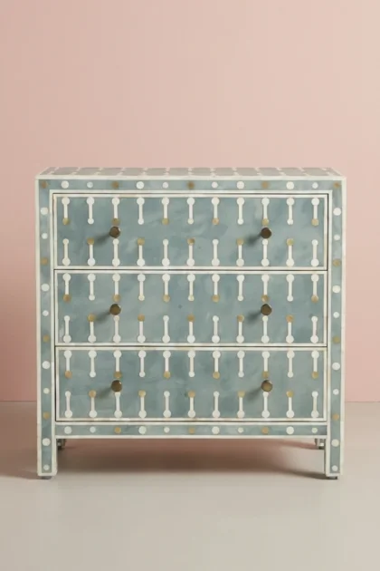 Dot Bone Inlay 3 Drawer Chest Light Green, buy dot bone inlay drawer, luxury dot bone inlay drawer, handcrafted dot bone inlay drawer, handmade dot bone inlay drawer, dot bone inlay drawer online, dotdot-bone-inlay-3-drawer-chest-light-green-bone-inlay-furniture-chest-of-drawers-drawers-cabinet-green-furniture-handmade-bone-inlay-storage-furniture-01.webp
