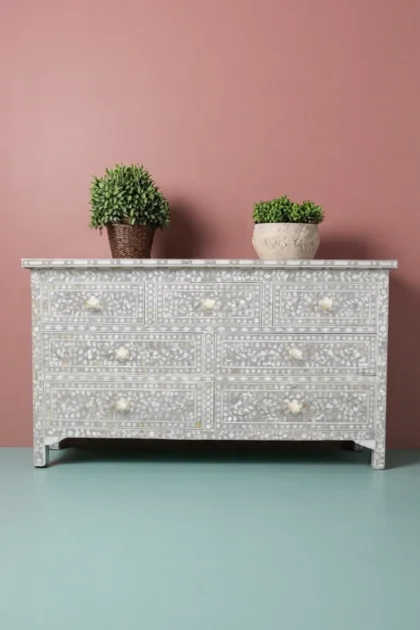 Dove Grey Mother Of Pearl Inlay Chest Of 7 Drawers Large, buy dove grey mother pearl, luxury dove grey mother pearl, handcrafted dove grey mother pearl, handmade dove grey mother pearl, dove greydove-grey-mother-of-pearl-inlay-chest-of-7-drawers-large-chest-of-drawers-drawers-cabinet-grey-furniture-mop-inlay-furniture-mother-of-pearl-inlay-storag-01.webp
