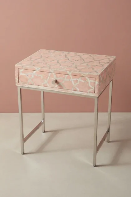 Fez Mother of Pearl Inlay Bedside Nude Pink, buy fez mother pearl inlay, luxury fez mother pearl inlay, handcrafted fez mother pearl inlay, handmade fez mother pearl inlay, fez mother pearl gift, fezfez-mother-of-pearl-inlay-bedside-nude-pink-bedside-table-mop-inlay-furniture-mother-of-pearl-inlay-nightstand-pink-furniture-01.webp