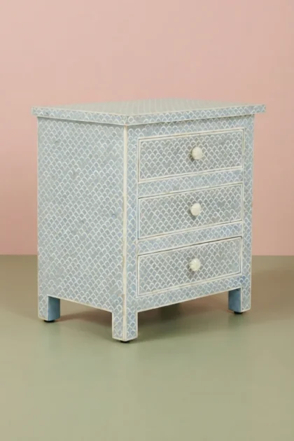 Fishscale Bone Inlay 3 Drawer Bedside Mint Green, buy fishscale bone inlay drawer, luxury fishscale bone inlay drawer, handcrafted fishscale bone inlay drawer, handmade fishscale bone inlay drawerfishscale-bone-inlay-3-drawer-bedside-mint-green-bedside-table-bone-inlay-furniture-green-furniture-handmade-bone-inlay-nightstand-01.webp