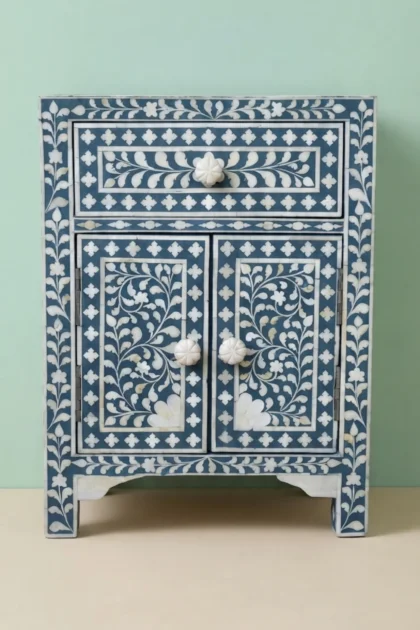 Floral Bone Inlay Bedside Teal Green, buy floral bone inlay bedside, luxury floral bone inlay bedside, handcrafted floral bone inlay bedside, handmade floral bone inlay bedside, floral bone inlay giftfloral-bone-inlay-bedside-teal-green-bedside-table-bone-inlay-furniture-floral-design-floral-pattern-flower-motif-green-furniture-handmade-bone-inlay-nightstand-01.webp