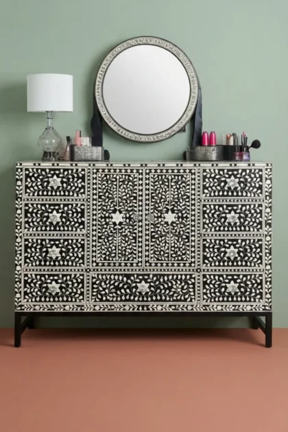 Floral MOP Inlay Bathroom Vanity Black, buy floral mop inlay bathroom, luxury floral mop inlay bathroom, handcrafted floral mop inlay bathroom, handmade floral mop inlay bathroom, floral mop, floralfloral-mop-inlay-bathroom-vanity-black-black-furniture-floral-design-floral-pattern-flower-motif-mop-inlay-furniture-mother-of-pearl-inlay-vanity-table-01.webp