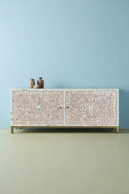 Floral MOP Inlay Low Cabinet 2 Door Nude Pink, buy floral mop inlay low, luxury floral mop inlay low, handcrafted floral mop inlay low, handmade floral mop inlay low, floral mop inlay low online, mopfloral-mop-inlay-low-cabinet-2-door-nude-pink-chest-of-drawers-floral-design-floral-pattern-flower-motif-mop-inlay-furniture-mother-of-pearl-inlay-pink-f-01.webp