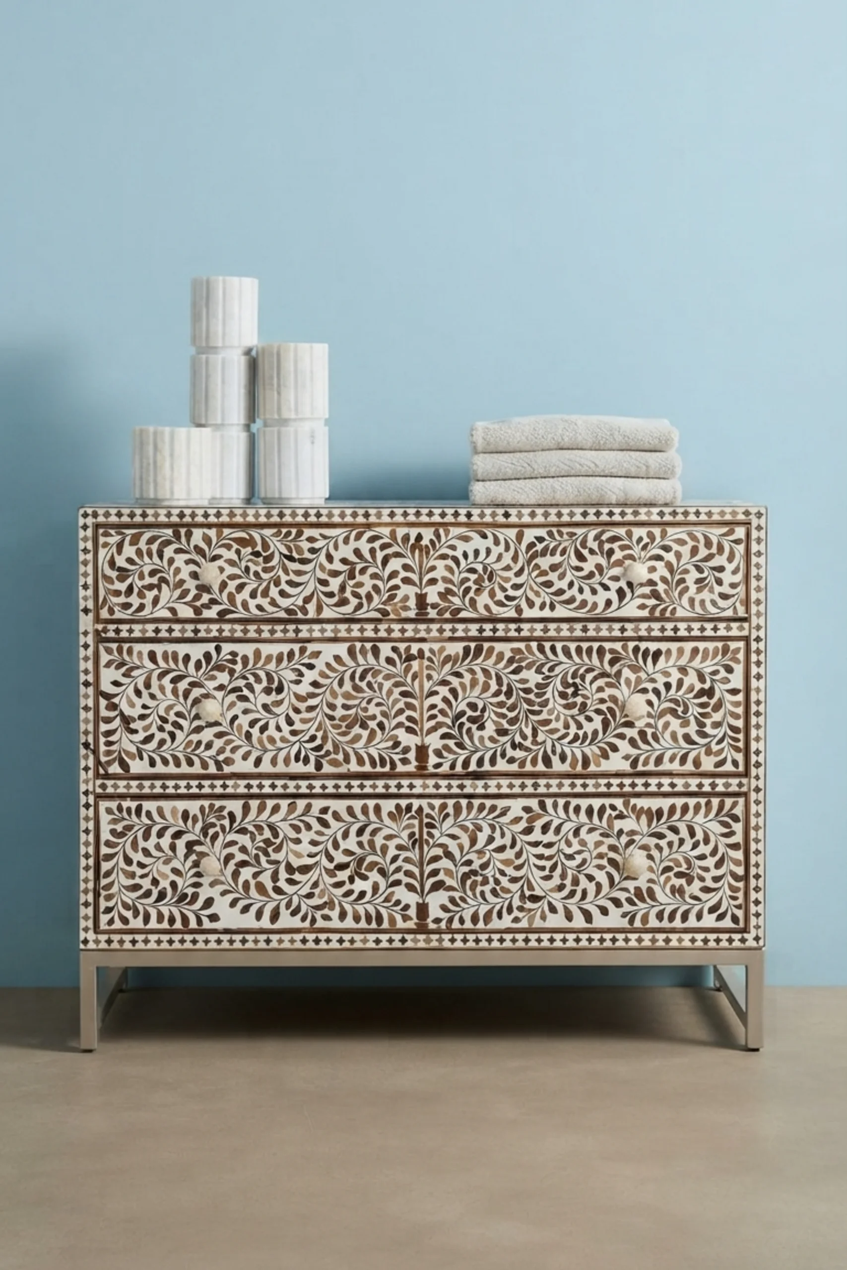 Floral Wood Inlay Chest of 3 Drawers, buy floral wood inlay chest, luxury floral wood inlay chest, handcrafted floral wood inlay chest, handmade floral wood inlay chest, floral wood inlay chest onlinefloral-wood-inlay-chest-of-3-drawers-carved-furniture-carving-furniture-chest-of-drawers-drawers-cabinet-floral-design-floral-pattern-flower-motif-storage-furniture-wooden-f-01.webp