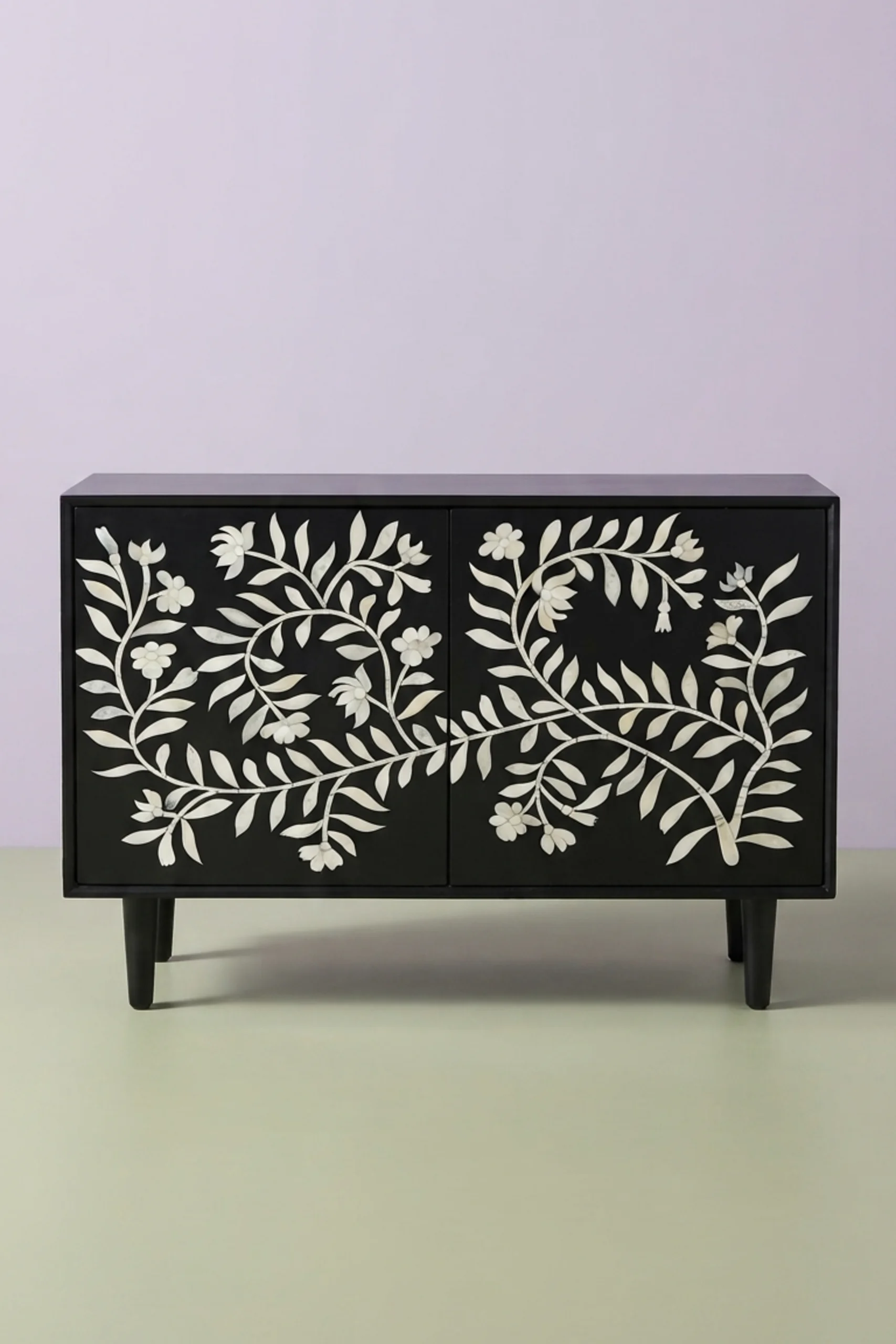 Flower Bone Inlay 2 Door Cabinet Black, buy flower bone inlay door, luxury flower bone inlay door, handcrafted flower bone inlay door, handmade flower bone inlay door, flower bone inlay door onlineflower-bone-inlay-2-door-cabinet-black-black-furniture-bone-inlay-furniture-botanical-design-chest-of-drawers-flower-pattern-handmade-bone-inlay-storage-cabinet-01.webp