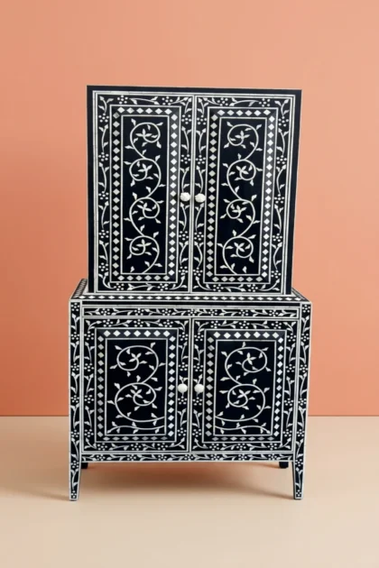 French Bone Inlay Bar Cabinet Black, buy french bone inlay bar, luxury french bone inlay bar, handcrafted french bone inlay bar, handmade french bone inlay bar, french bone inlay bar online, bone barfrench-bone-inlay-bar-cabinet-black-bar-cabinet-black-furniture-bone-inlay-furniture-chest-of-drawers-handmade-bone-inlay-storage-cabinet-01.webp