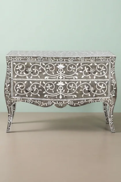 French Mother of Pearl Inlay Dresser Grey, buy french mother pearl inlay, luxury french mother pearl inlay, handcrafted french mother pearl inlay, handmade french mother pearl inlay, french motherfrench-mother-of-pearl-inlay-dresser-grey-bedroom-storage-dresser-grey-furniture-mop-inlay-furniture-mother-of-pearl-inlay-01.webp