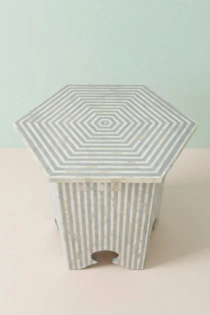 FUSION Bone Inlay Hexagonal Side Table Grey, buy fusion bone inlay hexagonal, luxury fusion bone inlay hexagonal, handcrafted fusion bone inlay hexagonal, handmade fusion bone inlay hexagonal, fusionfusion-bone-inlay-hexagonal-side-table-grey-bone-inlay-furniture-furniture-table-grey-furniture-handmade-bone-inlay-01.webp