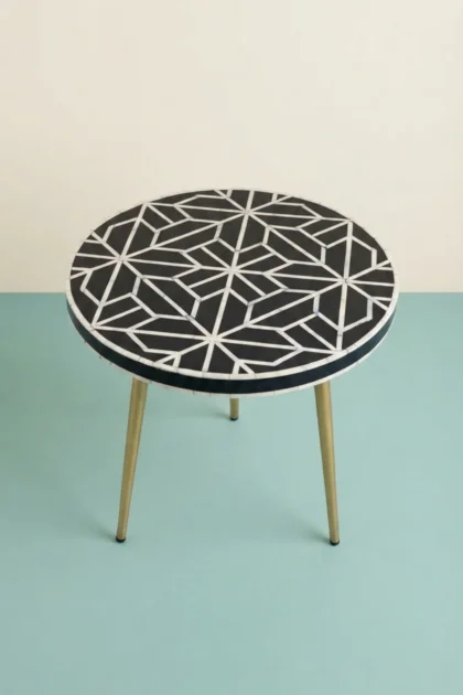 FUSION Geometric Bone Inlay Round Side Table, buy fusion geometric bone inlay, luxury fusion geometric bone inlay, handcrafted fusion geometric bone inlay, handmade fusion geometric bone inlay, fusionfusion-geometric-bone-inlay-round-side-table-bone-inlay-furniture-furniture-table-geometric-design-geometric-pattern-handmade-bone-inlay-01.webp