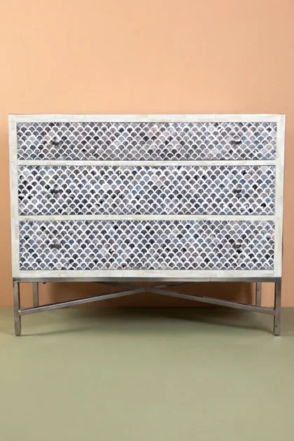 Grey Colored Bone Inlay 3 Drawer Dresser, buy grey colored bone inlay, luxury grey colored bone inlay, handcrafted grey colored bone inlay, handmade grey colored bone inlay, grey colored bone giftgrey-colored-bone-inlay-3-drawer-dresser-bedroom-storage-bone-inlay-furniture-dresser-grey-furniture-handmade-bone-inlay-01.webp