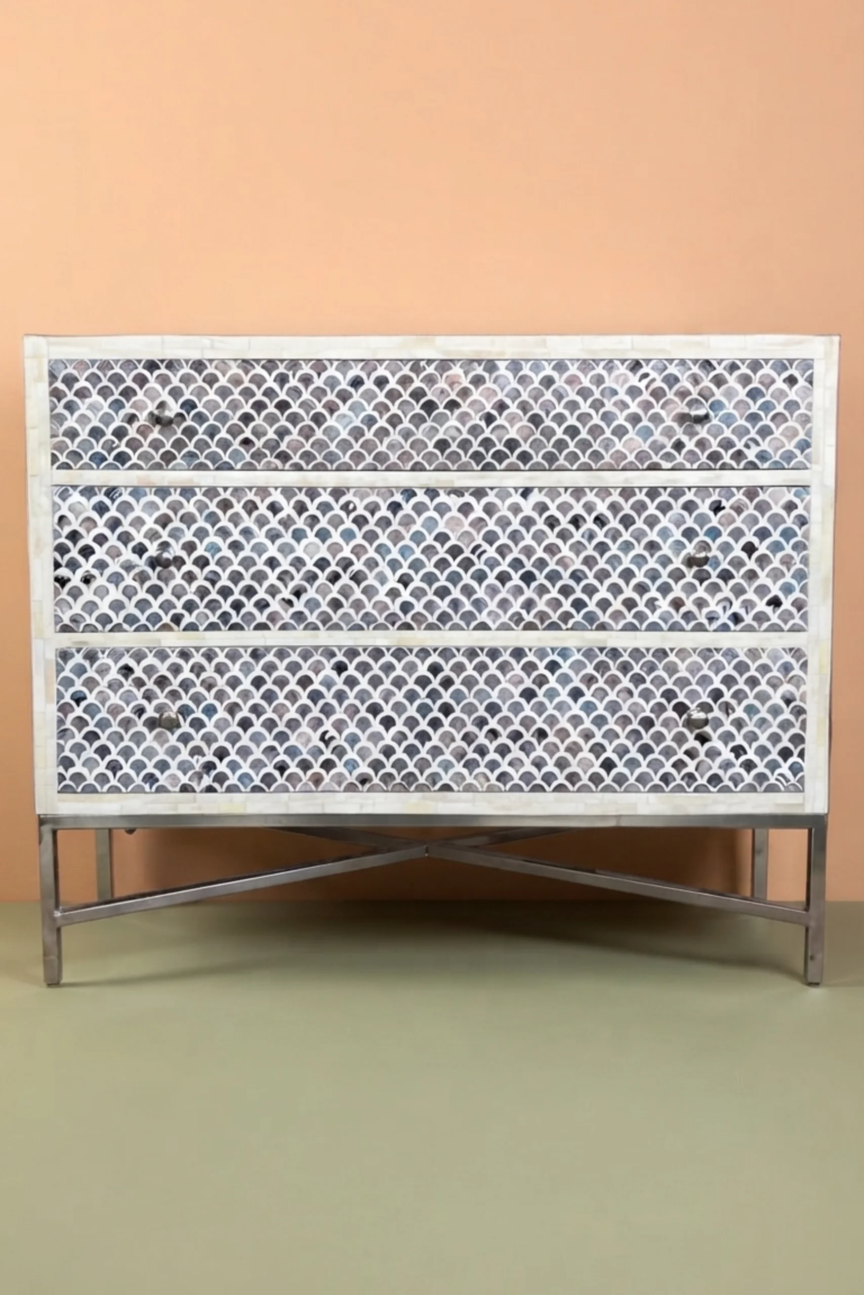 Grey Colored Bone Inlay 3 Drawer Dresser, buy grey colored bone inlay, luxury grey colored bone inlay, handcrafted grey colored bone inlay, handmade grey colored bone inlay, grey colored bone giftgrey-colored-bone-inlay-3-drawer-dresser-bedroom-storage-bone-inlay-furniture-dresser-grey-furniture-handmade-bone-inlay-01.webp