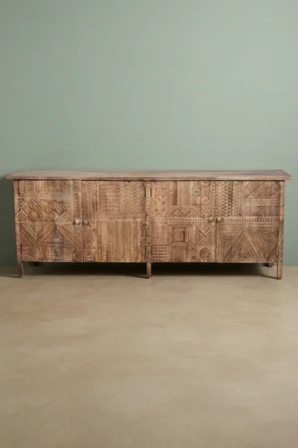 Handcarved Tribal Design Sideboard Natural Carved Sideboard, buy handcarved tribal design sideboard, luxury handcarved tribal design sideboard, handcrafted handcarved tribal design sideboard, tribalhandcarved-tribal-design-sideboard-natural-carved-sideboard-buffet-cabinet-carved-furniture-carving-furniture-hand-carved-furniture-natural-wood-finis-01.webp
