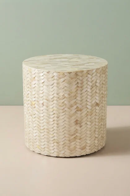 Herringbone Round Bone Inlay Side Table, buy herringbone round bone inlay, luxury herringbone round bone inlay, handcrafted herringbone round bone inlay, handmade herringbone round bone inlay, roundherringbone-round-bone-inlay-side-table-bone-inlay-furniture-furniture-table-handmade-bone-inlay-01.webp