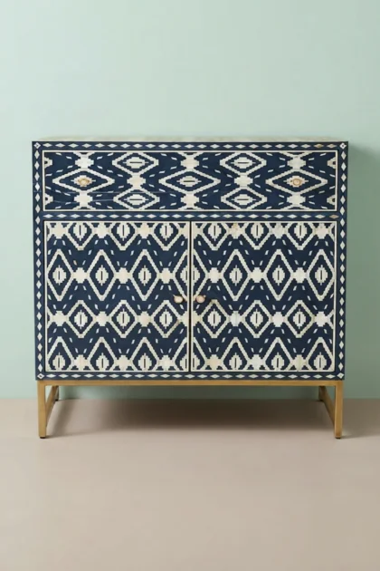 Ikat Bone Inlay Entryway Cabinet Blue, buy ikat bone inlay entryway, luxury ikat bone inlay entryway, handcrafted ikat bone inlay entryway, handmade ikat bone inlay entryway, ikat bone inlay giftikat-bone-inlay-entryway-cabinet-blue-blue-furniture-bone-inlay-furniture-chest-of-drawers-handmade-bone-inlay-storage-cabinet-01.webp