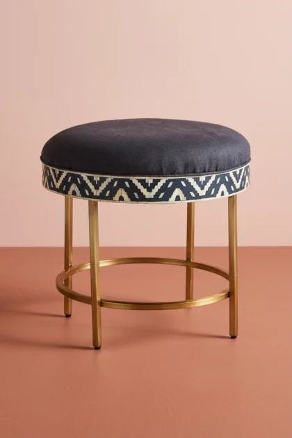 Ikat Bone Inlay Round Stool Blue, buy ikat bone inlay round, luxury ikat bone inlay round, handcrafted ikat bone inlay round, handmade ikat bone inlay round, ikat bone inlay round online, ikat boneikat-bone-inlay-round-stool-blue-accent-stool-blue-furniture-bone-inlay-furniture-handmade-bone-inlay-stool-01.webp