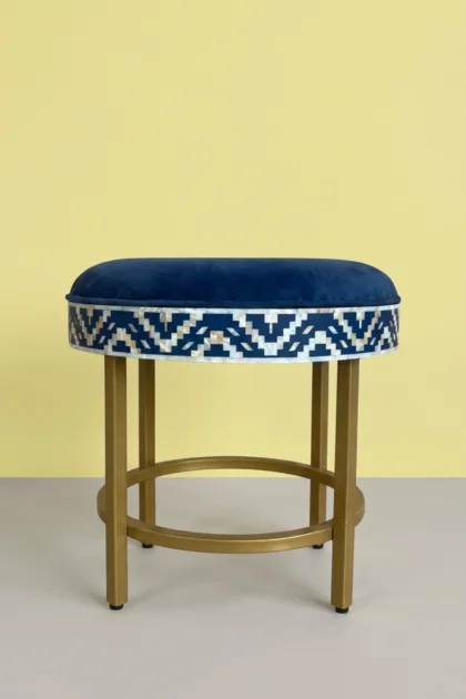 Ikat Mother of Pearl Inlay Round Stool Blue, buy ikat mother pearl inlay, luxury ikat mother pearl inlay, handcrafted ikat mother pearl inlay, handmade ikat mother pearl inlay, ikat mother pearl giftikat-mother-of-pearl-inlay-round-stool-blue-accent-stool-blue-furniture-mop-inlay-furniture-mother-of-pearl-inlay-stool-01.webp