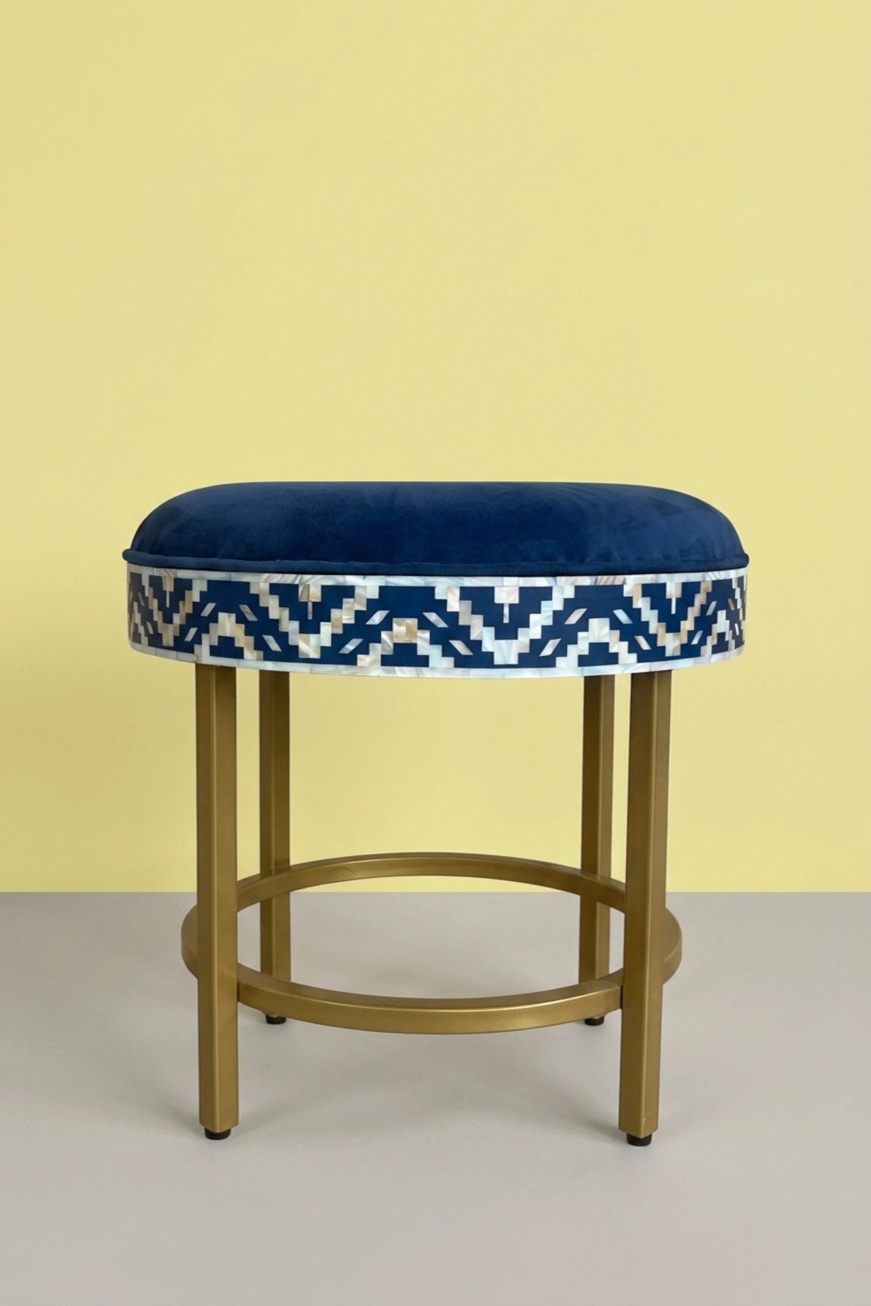 Ikat Mother of Pearl Inlay Round Stool Blue, buy ikat mother pearl inlay, luxury ikat mother pearl inlay, handcrafted ikat mother pearl inlay, handmade ikat mother pearl inlay, ikat mother pearl giftikat-mother-of-pearl-inlay-round-stool-blue-accent-stool-blue-furniture-mop-inlay-furniture-mother-of-pearl-inlay-stool-01.webp
