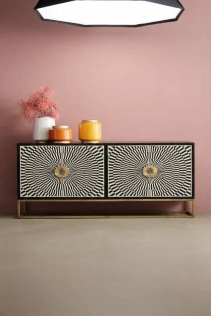 Illusion Bone Inlay Sideboard Black, buy illusion bone inlay sideboard, luxury illusion bone inlay sideboard, handcrafted illusion bone inlay sideboard, handmade illusion bone inlay sideboard, boneillusion-bone-inlay-sideboard-black-black-furniture-bone-inlay-furniture-buffet-cabinet-handmade-bone-inlay-sideboard-01.webp