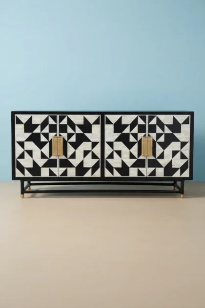 Junto Bone Inlay 4 Door Sideboard Black, buy junto bone inlay door, luxury junto bone inlay door, handcrafted junto bone inlay door, handmade junto bone inlay door, junto bone inlay door online, juntojunto-bone-inlay-4-door-sideboard-black-black-furniture-bone-inlay-furniture-buffet-cabinet-handmade-bone-inlay-sideboard-01.webp
