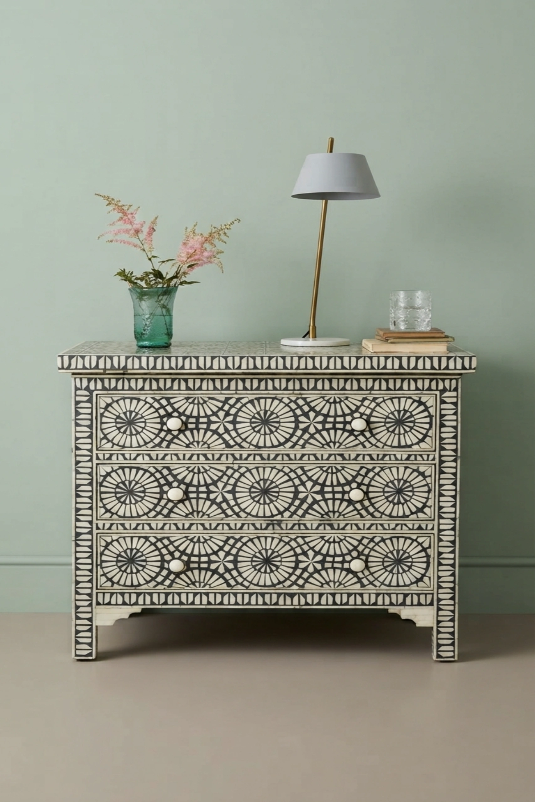 Kaleidoscope Bone Inlay Chest of 3 Drawers Black Bone Inlay Drawer Dresser, buy kaleidoscope bone inlay chest, luxury kaleidoscope bone inlay chest, handcrafted kaleidoscope bone inlay chest, bonekaleidoscope-bone-inlay-chest-of-3-drawers-black-bone-inlay-drawer-dresser-bedroom-storage-black-furniture-bone-inlay-furniture-chest-o-01.webp