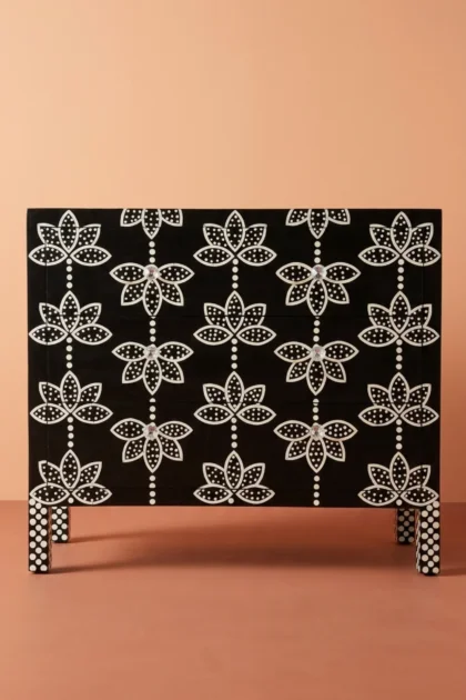 Lantern Bone Inlay Three Drawer Dresser Black, buy lantern bone inlay three, luxury lantern bone inlay three, handcrafted lantern bone inlay three, handmade lantern bone inlay three, lantern bonelantern-bone-inlay-three-drawer-dresser-black-bedroom-storage-black-furniture-bone-inlay-furniture-dresser-handmade-bone-inlay-01.webp