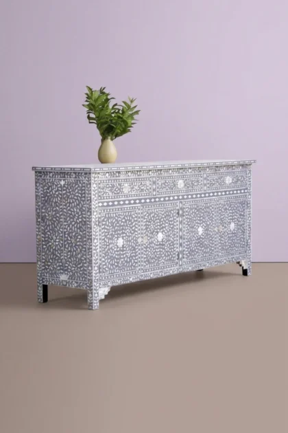 Lillian MOP Inlay Sideboard Grey, buy lillian mop inlay sideboard, luxury lillian mop inlay sideboard, handcrafted lillian mop inlay sideboard, handmade lillian mop inlay sideboard, lillian mop, moplillian-mop-inlay-sideboard-grey-buffet-cabinet-grey-furniture-mop-inlay-furniture-mother-of-pearl-inlay-sideboard-01.webp