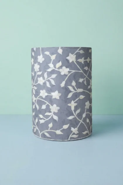 Lola Bone Inlay Round Stool Floral Light Grey, buy lola bone inlay round, luxury lola bone inlay round, handcrafted lola bone inlay round, handmade lola bone inlay round, lola bone inlay round onlinelola-bone-inlay-round-stool-floral-light-grey-accent-stool-bone-inlay-furniture-floral-design-floral-pattern-flower-motif-grey-furniture-handmade-bone-inlay-stoo-01.webp