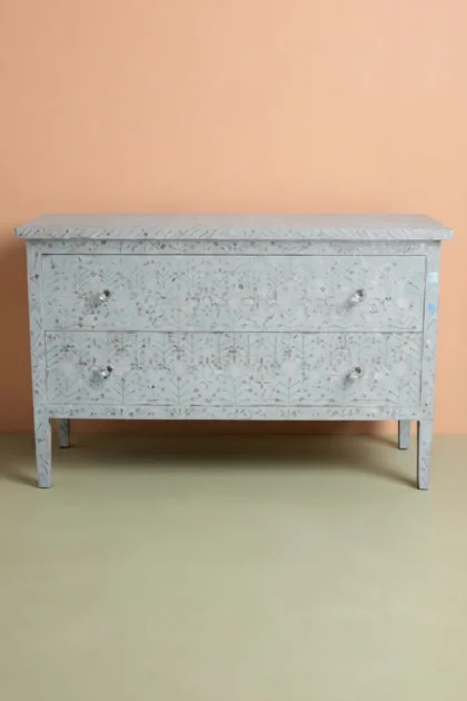 Moghul Flower MOP Inlay 2 Drawer Chest Seafoam, buy moghul flower mop inlay, luxury moghul flower mop inlay, handcrafted moghul flower mop inlay, handmade moghul flower mop inlay, moghul flower, mopmoghul-flower-mop-inlay-2-drawer-chest-seafoam-botanical-design-chest-of-drawers-drawers-cabinet-flower-pattern-mop-inlay-furniture-mother-of-pearl-inlay-storage-f-01.webp