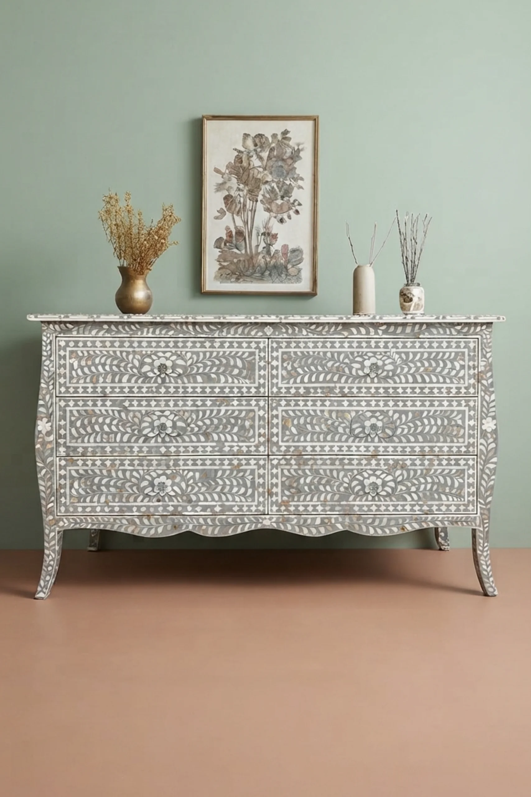 MOP Inlay Curved 6 Drawer Floral Dresser Grey Mother Of Pearl Cabinet, buy mop inlay curved drawer, luxury mop inlay curved drawer, handcrafted mop inlay curved drawer, mop inlay curved drawer onlinemop-inlay-curved-6-drawer-floral-dresser-grey-mother-of-pearl-cabinet-bedroom-storage-chest-of-drawers-dresser-floral-design-floral-pattern-01.webp