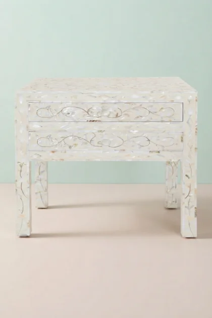 MOP Inlay Floral 2 Drawer Bedside Long Leg Ivory, buy mop inlay floral drawer, luxury mop inlay floral drawer, handcrafted mop inlay floral drawer, handmade mop inlay floral drawer, mop inlay, mopmop-inlay-floral-2-drawer-bedside-long-leg-ivory-bedside-table-floral-design-floral-pattern-flower-motif-ivory-furniture-mop-inlay-furniture-mother-of-pearl-i-01.webp