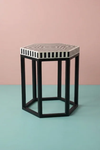 MOP Inlay Hexagonal Stripe Side Table Black, buy mop inlay hexagonal stripe, luxury mop inlay hexagonal stripe, handcrafted mop inlay hexagonal stripe, handmade mop inlay hexagonal stripe, mop inlaymop-inlay-hexagonal-stripe-side-table-black-black-furniture-furniture-table-mop-inlay-furniture-mother-of-pearl-inlay-striped-design-stripe-pattern-01.webp