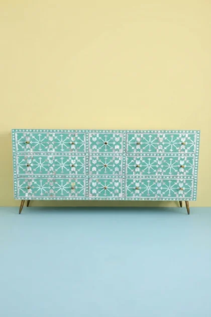 MOP Inlay Moroccan 9 Drawer Chest Green, buy mop inlay moroccan drawer, luxury mop inlay moroccan drawer, handcrafted mop inlay moroccan drawer, handmade mop inlay moroccan drawer, mop inlay, mopmop-inlay-moroccan-9-drawer-chest-green-chest-of-drawers-drawers-cabinet-green-furniture-mop-inlay-furniture-moroccan-design-mother-of-pearl-inlay-storage-furniture-01.webp