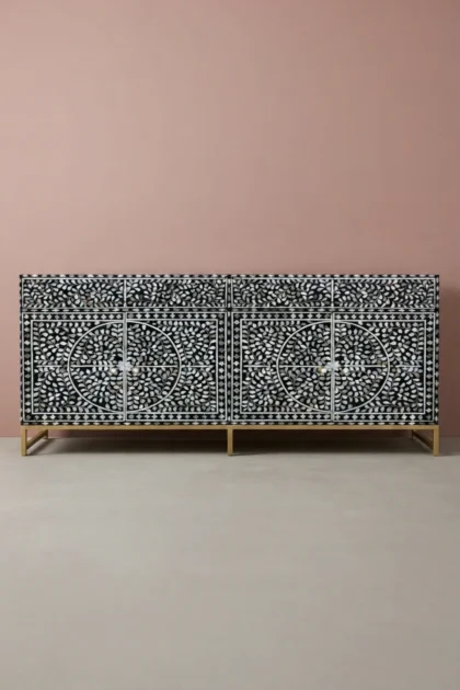 MOP Inlay Scroll Vine Buffet Black, buy mop inlay scroll vine, luxury mop inlay scroll vine, handcrafted mop inlay scroll vine, handmade mop inlay scroll vine, mop inlay scroll vine online, mop inlaymop-inlay-scroll-vine-buffet-black-black-furniture-buffet-cabinet-mop-inlay-furniture-mother-of-pearl-inlay-sideboard-vine-pattern-01.webp