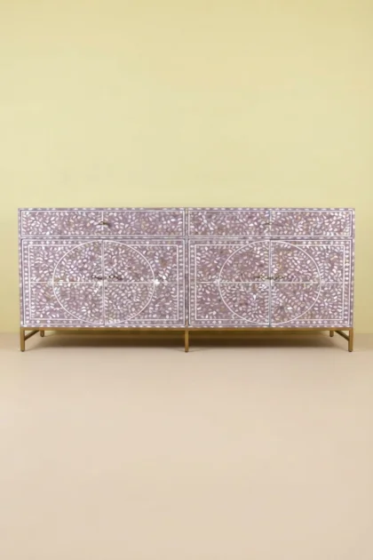 MOP Inlay Scroll Vine Buffet Purple, buy mop inlay scroll vine, luxury mop inlay scroll vine, handcrafted mop inlay scroll vine, handmade mop inlay scroll vine, mop inlay scroll vine online, mop inlaymop-inlay-scroll-vine-buffet-purple-buffet-cabinet-mop-inlay-furniture-mother-of-pearl-inlay-sideboard-vine-pattern-01.webp