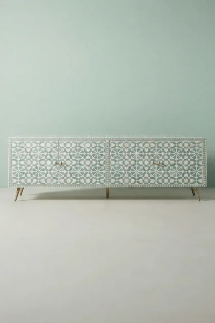 Moroccan Bone Inlay Media Console Mint Green Buy Tv Unit, buy moroccan bone inlay media, luxury moroccan bone inlay media, handcrafted moroccan bone inlay media, handmade moroccan bone inlay mediamoroccan-bone-inlay-media-console-mint-green-buy-tv-unit-bone-inlay-furniture-console-table-entryway-table-green-furniture-handmade-bone-inlay-media-cons-01.webp